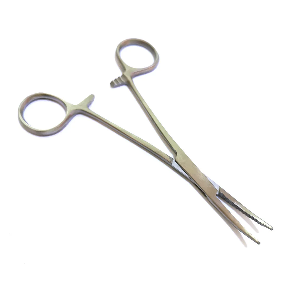 1pc Stainless Steel Hemostatic Forceps Surgical Forceps Tool Hemostat Locking Clamps Forceps Fishing Pliers Curved Tip