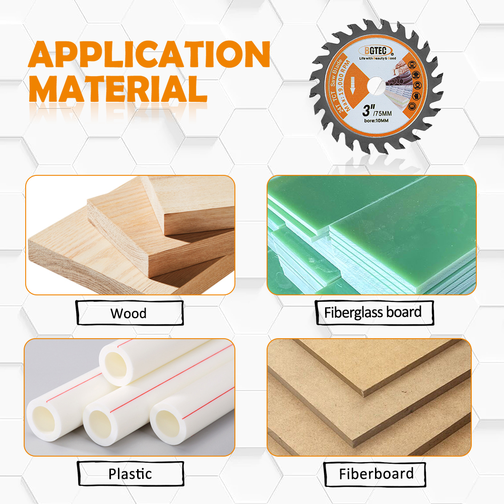 BGTEC แผ่นตัด TCT ใบเลื่อย Hard Alloy งานไม้ชุด 75/85 มม.24 T สําหรับไม้ไม้วัสดุคอมโพสิตพลาสติก mini Disc