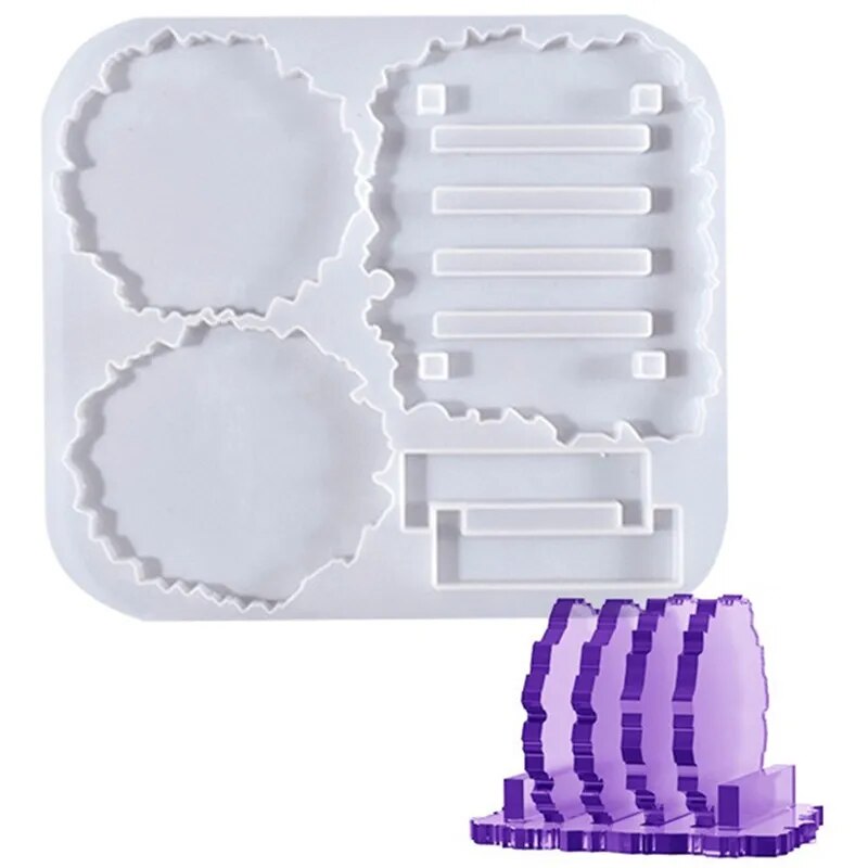 Coaster conjunto de molde de silicone diy cristal resina epóxi molde de armazenamento cozinha anti-queimadura almofada de isolamento térmico decoração de mesa de casa