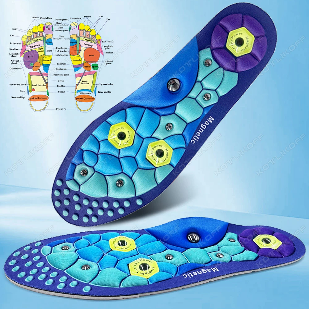 1 คู่ใหม่แม่เหล็กสบายกีฬา Acupoint นวด Insoles ศัลยกรรมกระดูกนวดเท้ากระชับสัดส่วนนวดใส่ Pad Inserts