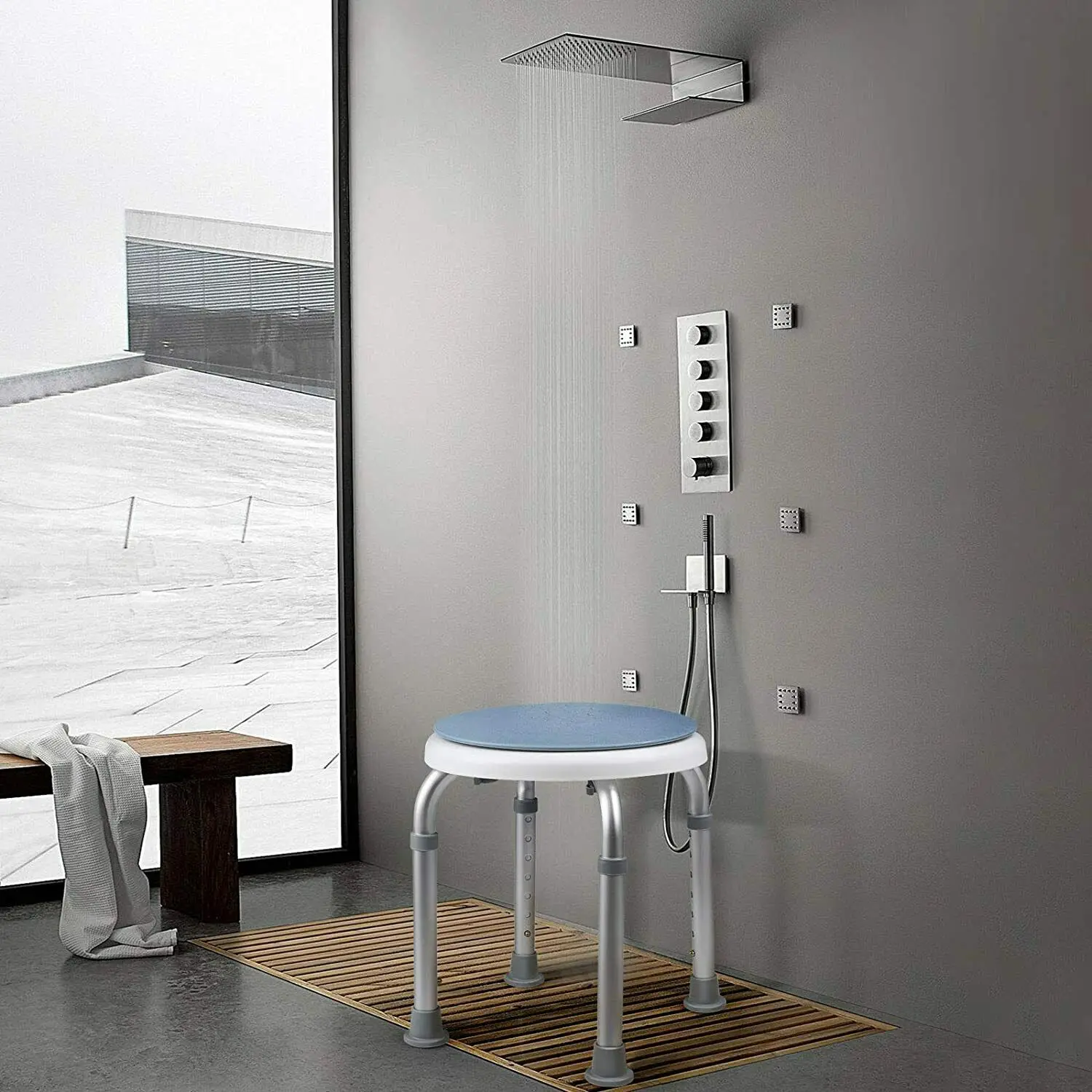 Drehbarer Hocker, rutschfester Badestuhl, 6 Gänge, höhenverstellbar, für schwangere Frauen, ältere Badewanne, Duschstuhl, Sitz, sicheres Badezimmer