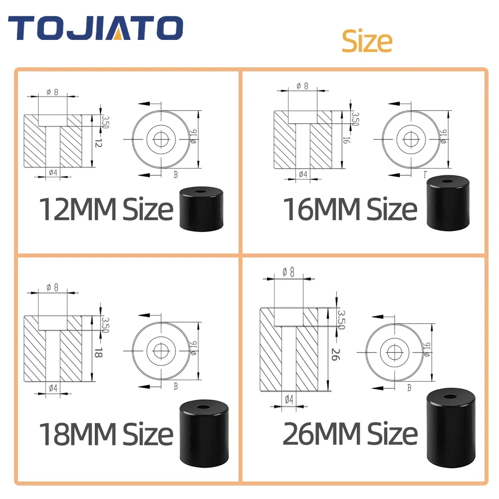 1-6 ชุดเตียงร้อน Leveling คอลัมน์ซิลิโคน Solid Spacer แพลตฟอร์ม Leveler สําหรับ CR10/ CR10S CR-X Ende-3 ELEGOO Kobra 3D ชิ้นส่วนเครื่องพิมพ์