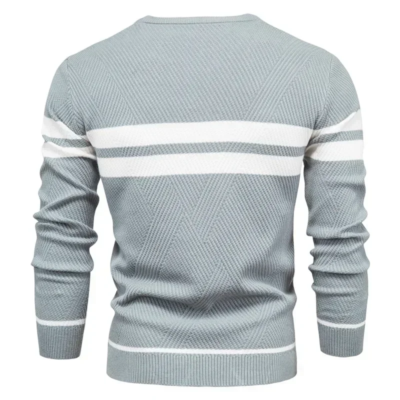 LONSDALE bordado para hombre y niño, suéter a rayas de invierno, jerséis gruesos y cálidos, suéteres cómodos ajustados informales básicos con cuello redondo para hombre