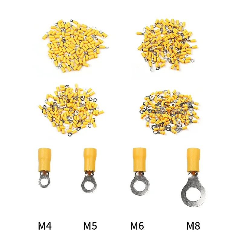 100PCS Ring Crimp Terminal M4/M5/M6/M8 Round Plugs Pre-insulated Ferrules Lugs For Splice Electricals Cable Wire End Connectors