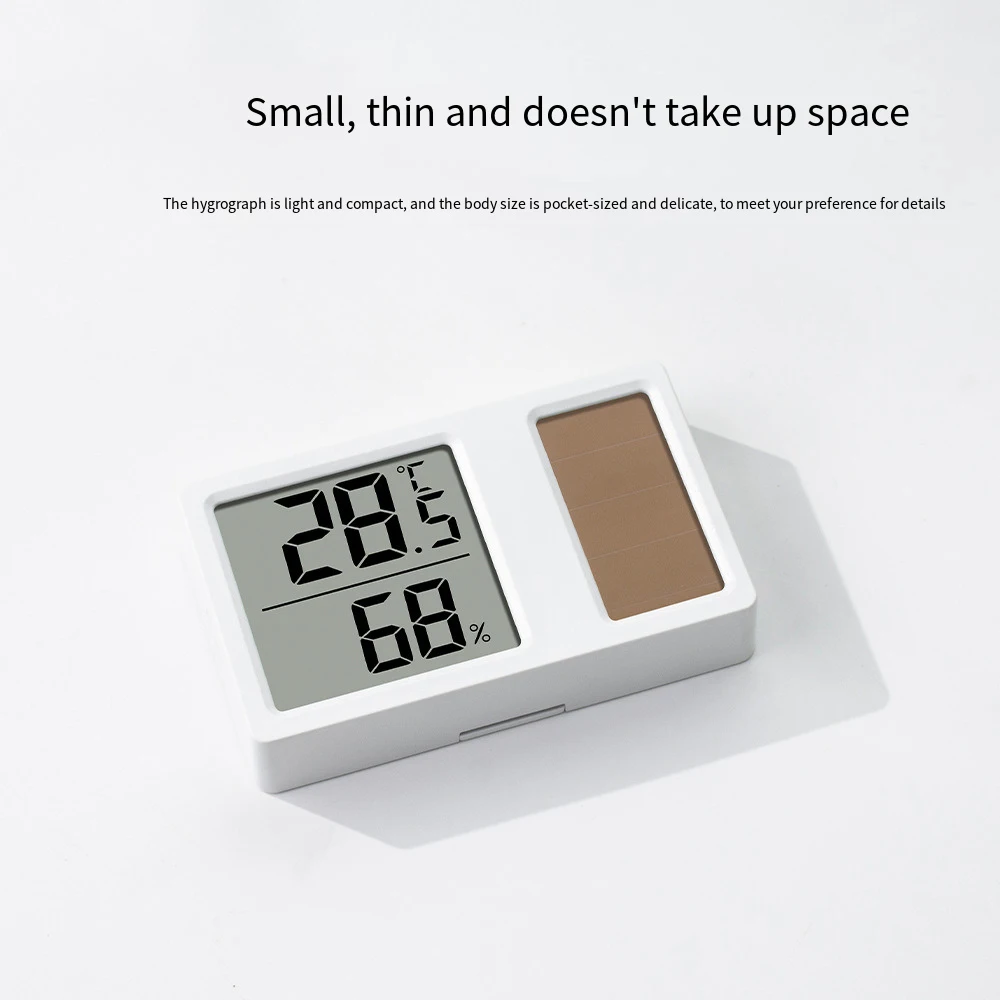 Solar power Temperature and Humidity Meter Mini Portable Humidity Digital Electronic Temperature Detection Meter for Bedroom