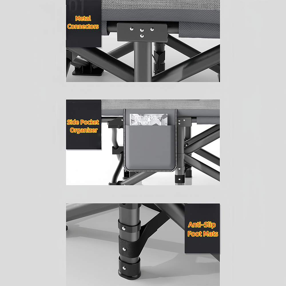 Tragbare klappbare Sonnenliegen für den Außenbereich und Garten, Sonnenbett-Loungesessel für Camping, Terrasse, Pool, drinnen und draußen