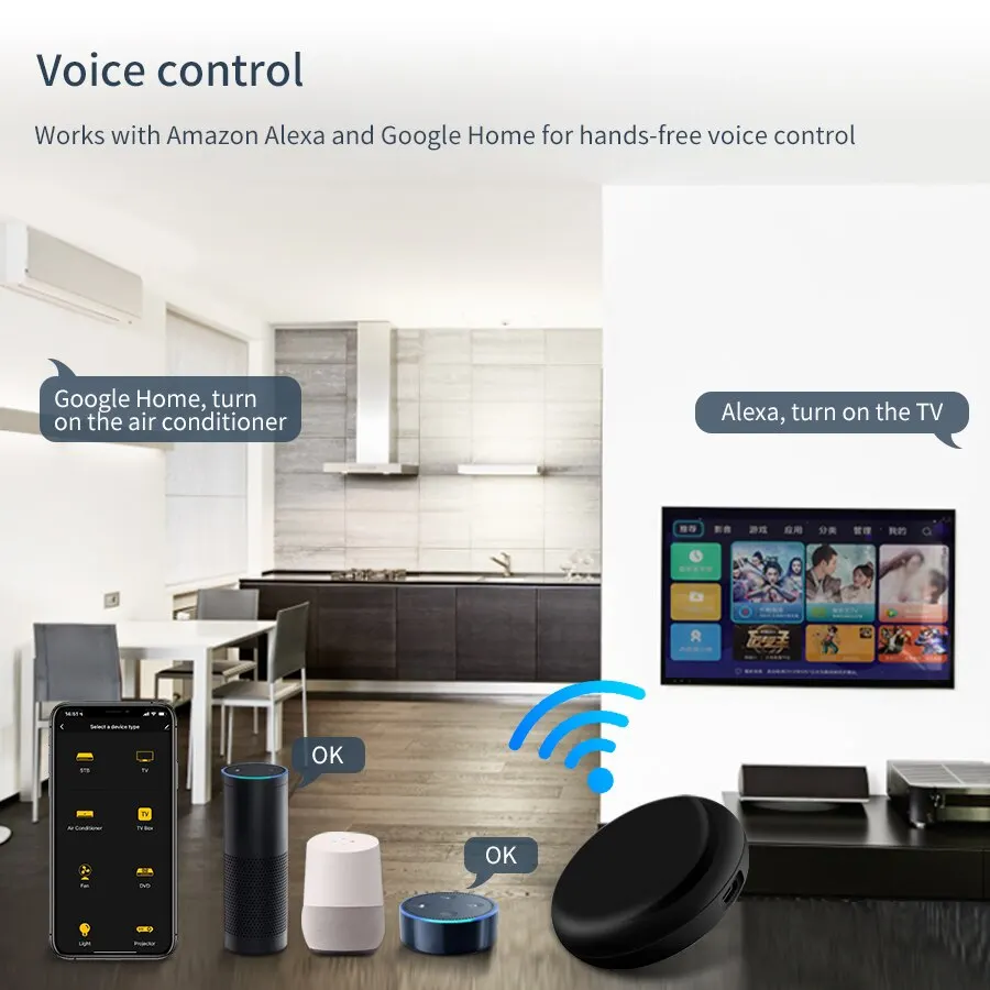 Tuya wifi ir fernbedienung smart universal infrarot smart home app sprach steuerung für tv über smart life app alexa google home