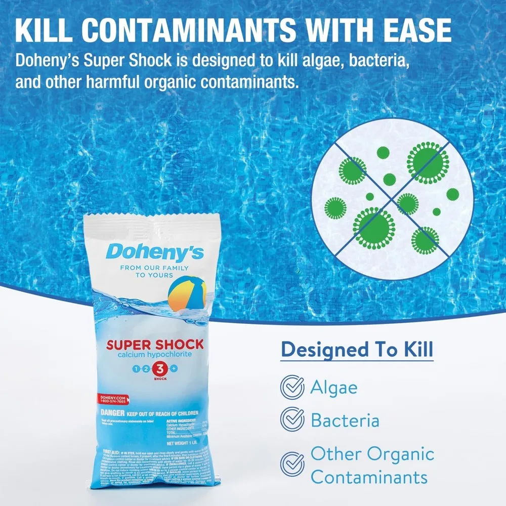 Super Pool Shock De-Chlorinator 24 X 1 Lb Bags Pool Water Treatment Chemicals for Pools Spas