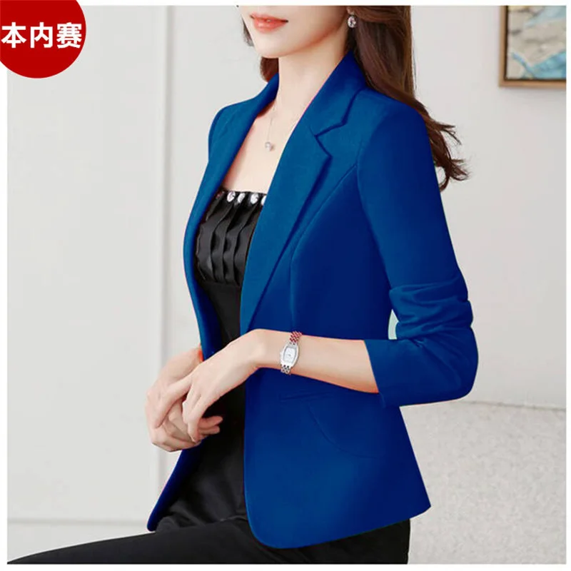 Chaqueta de traje informal para mujer, blazer corto ajustado de moda coreana, Top de traje de Color liso, primavera y otoño, 2023