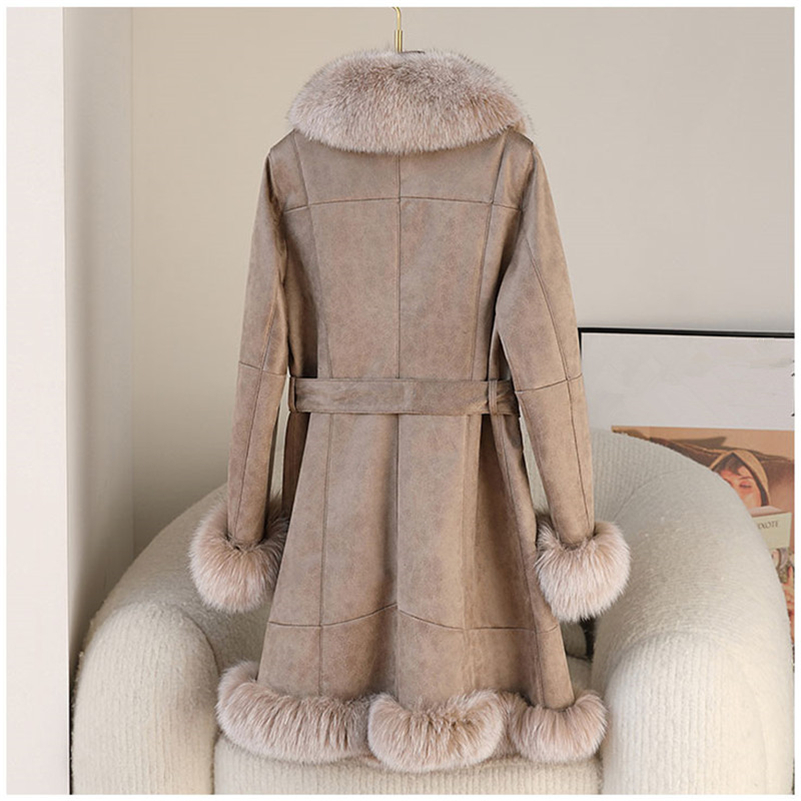 Aorice – manteau d'hiver Long en fourrure de lapin pour femme, veste longue à col, Parka grande taille, Trench CT275