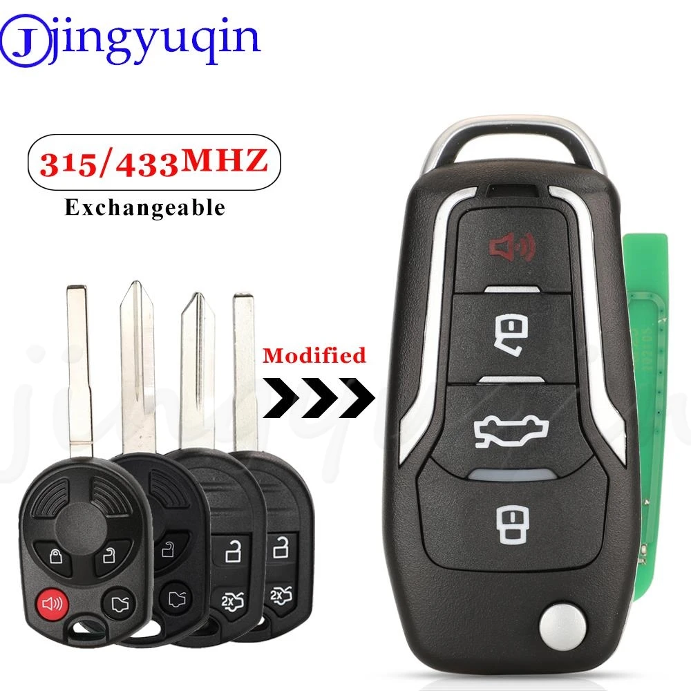 Jingyuqin 315/433MHz 4D63 llave remota modificada para Ford Escape Focus c-max Transit F250 F350 F450 F550 OUCD 6000022   CWTWB1U793