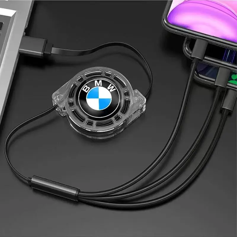 3 In 1 Fast Charger USB Data Cable Car Accessories For BMW M Performance M3 M4 M5 X1 X3 X5 X6 X7 F10 F20 F22 F30 G20 G30