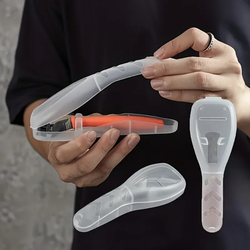 1pc Portable Plastic Travel Razor Case, Business Trip Portable Razor Container, Storage Shaving Box (Not Include Shaver)