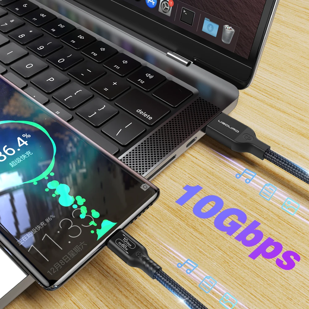 UGOURD USB 3,2 3,1 Gen2 10Gbps USB-A a tipo C Cable USB-C Cable de transferencia de datos 60W Cable de carga rápida para USB HUB SSD Box