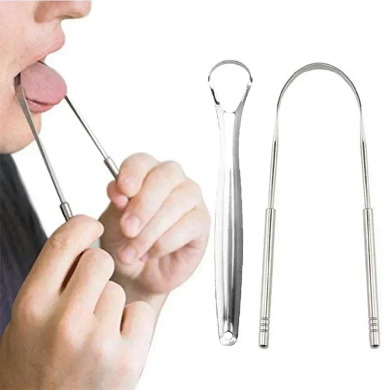 1/2/3 pezzi riutilizzabile in acciaio inossidabile utile raschietto per lingua detergente alito fresco pulizia lingua rivestita strumenti per la cura dell'igiene orale