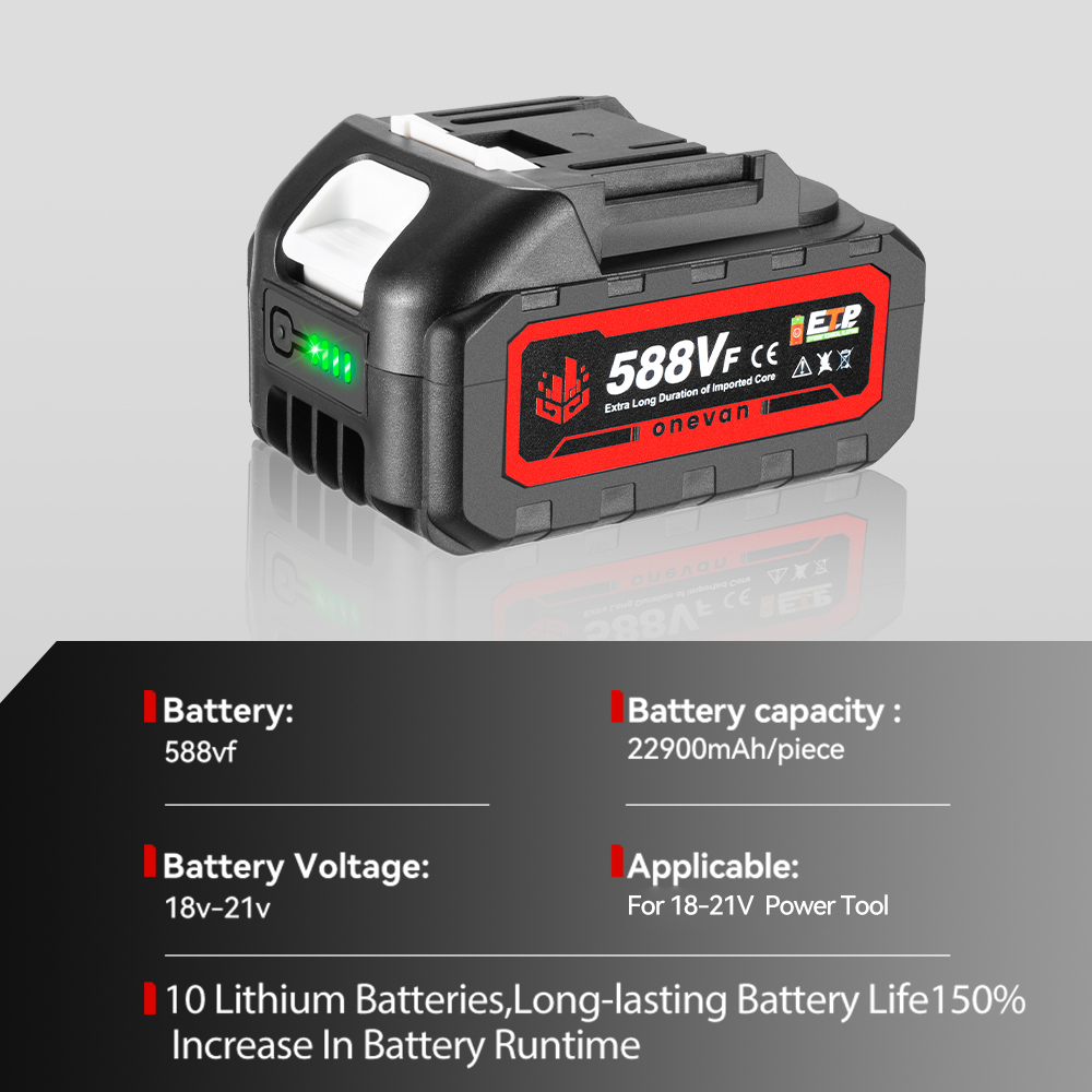 ONEVAN 18V 588VF 22900mAh Lithium Ion Batterij Oplaadbare Batterij Met Oplader Voor Elektrische Sleutel Kettingzaag Power Tool batterij