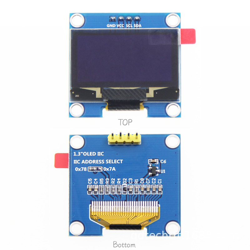 1/5 Uds 1,3 "1,3 pulgadas IIC I2C serie 128x64 SSH1106 pantalla Led LCD OLED Digital módulo blanco azul para Arduino 12864 pantalla LCD B
