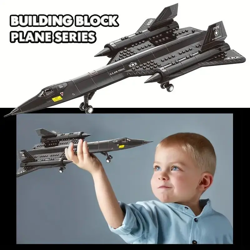 ทหาร SR-71 Blackbird เครื่องบินลาดตระเวนพื้นที่อาคารบล็อกอนุภาคขนาดเล็กปริศนาประกอบของเล่น