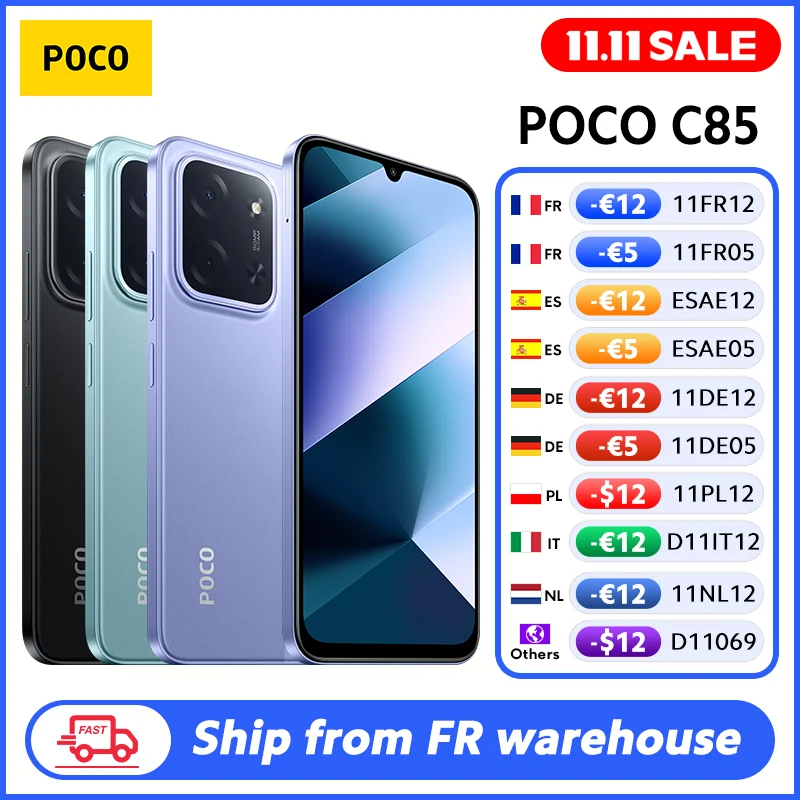 【Estreno mondiale】POCO C85 Versione globale Smartphone 128/256 GB Helio G81-Ultra Batteria da 6000 mAh Display da 6,9" Fotocamera da 50 MP 33 W NFC
