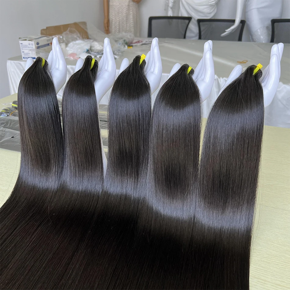 Yiwigs 12a grau osso em linha reta 100% pacotes de cabelo humano vietnamita não processado extensões tecer cabelo cru para mulher