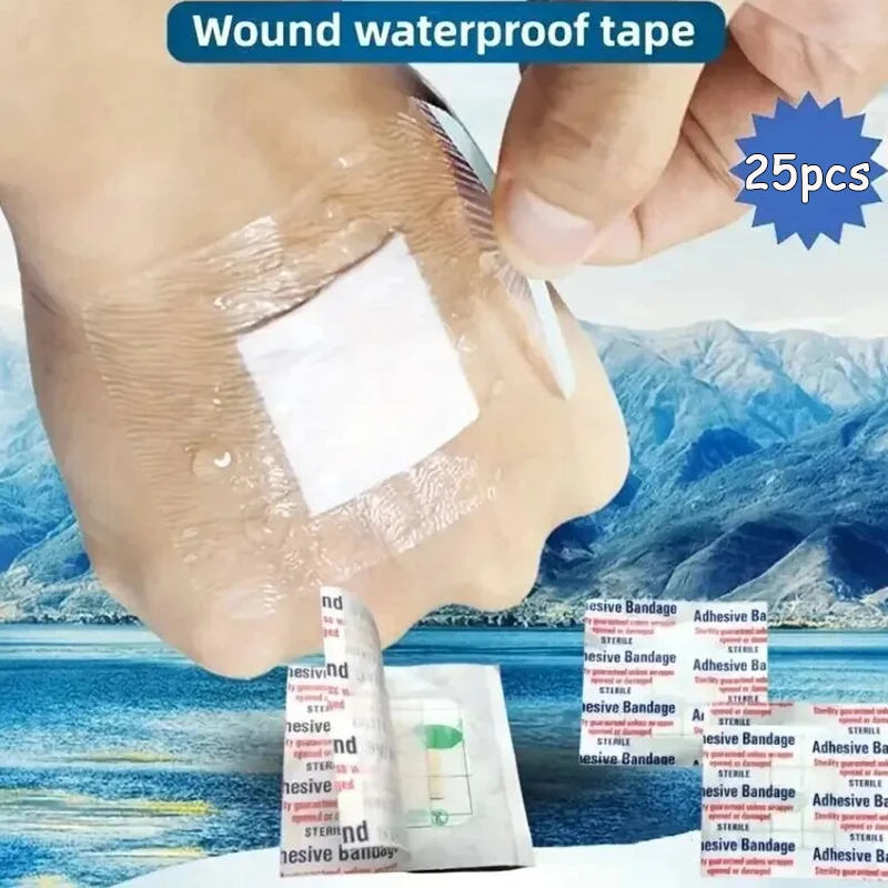 25Pcs Square Bandage for Children, Waterproof Medical Wound Patch, First Aid for Cuts and Abrasions