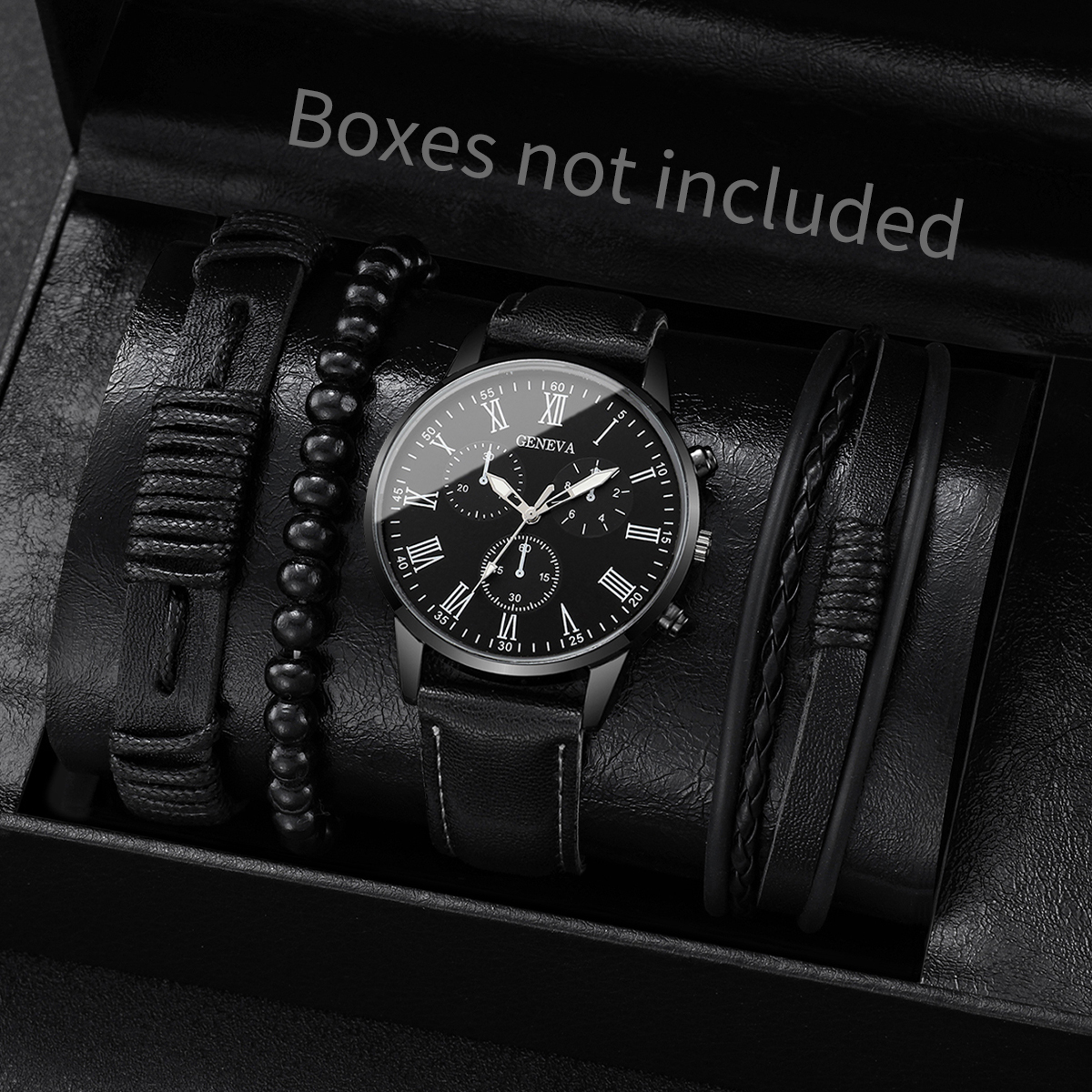 4/5 pçs moda masculina relógios homem negócios quartzo relógio de pulso vintage pulseiras de couro conjunto reloj hombre (sem caixa)