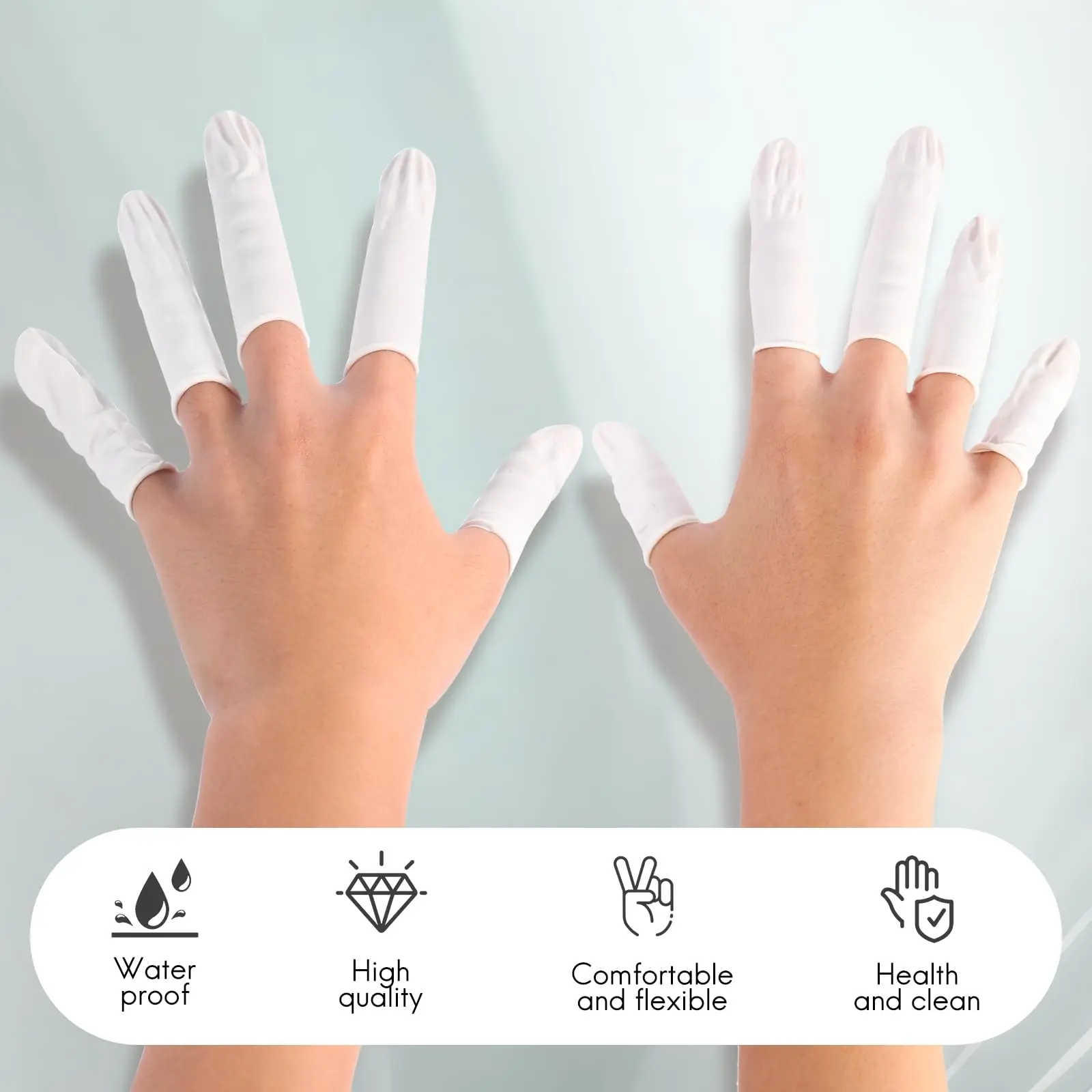 100 Uds. Cunas de látex para dedos, protectores de dedos desechables no alergénicos sin polvo para belleza, manicura, reparación electrónica