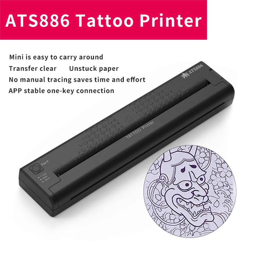 Máquina impresora de transferencia de plantillas de tatuaje ATS886, impresora de tatuajes, fabricante de plantillas térmicas portátil, fotocopiadora de impresión de dibujo de fotos