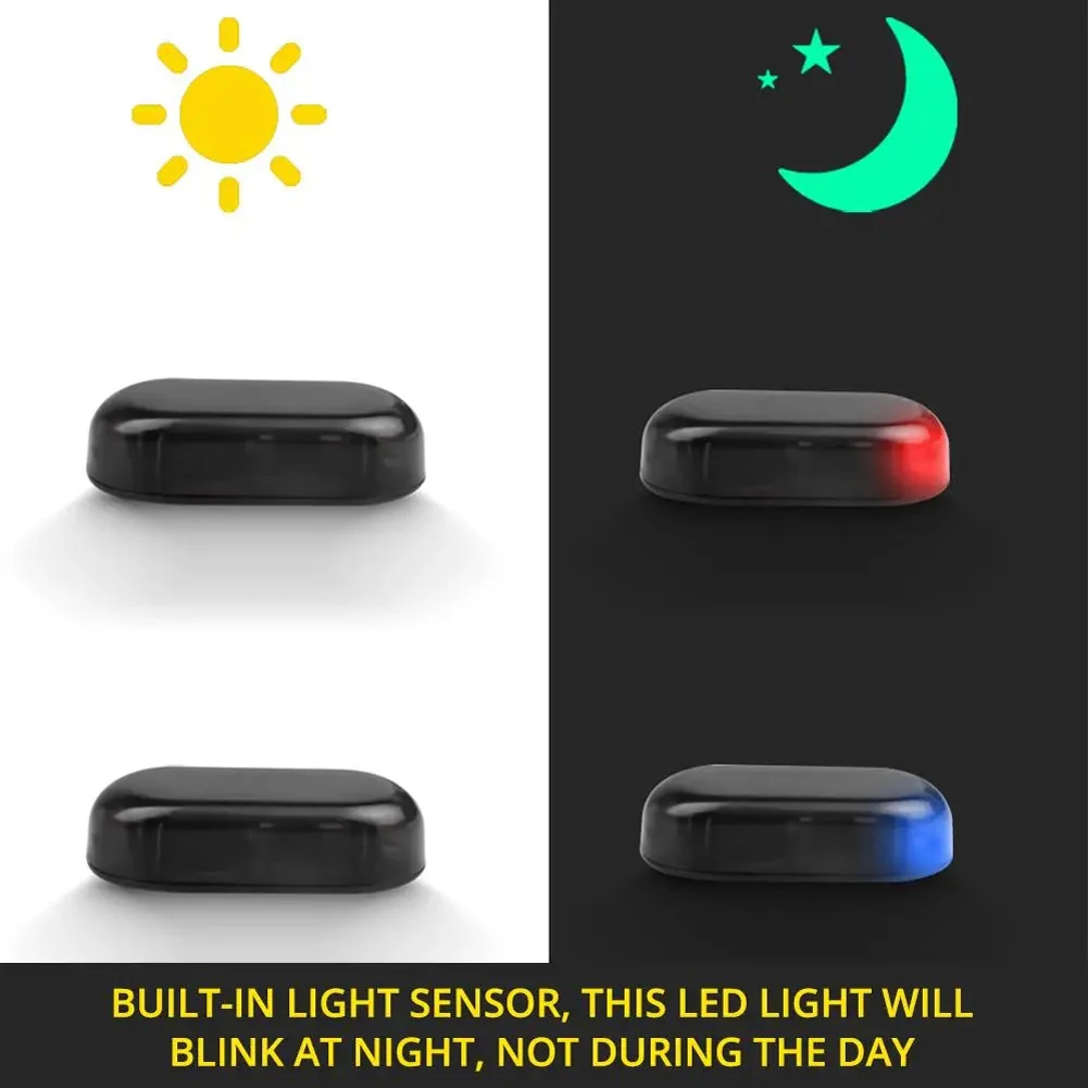 1/2pcs Auto Falsa Luce di Sicurezza Ad Energia Solare Simulato Allarme Fittizio Avvertimento Senza Fili Antifurto Attenzione Lampada LED Flash Imitazione