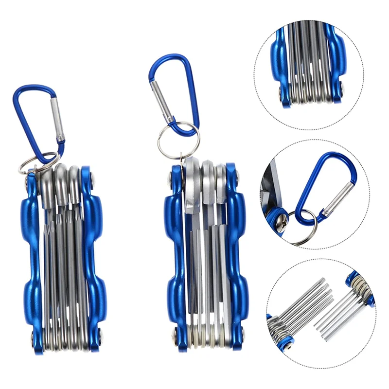 8-in-1 Folding Hexagonal Wrench CR-V Material Multi-functional Folding Wrench for Cycling/work Portable Hand Tool Set