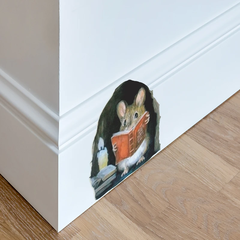 Hoạt Hình Chuột Đọc Decal Dán Tường Trẻ Em Phòng Trang Trí Nhà Cửa Bức Tranh Tường Phòng Khách Phòng Ngủ Giấy Dán Tường Có Thể Tháo Rời Ngộ Nghĩnh Chuột Miếng Dán