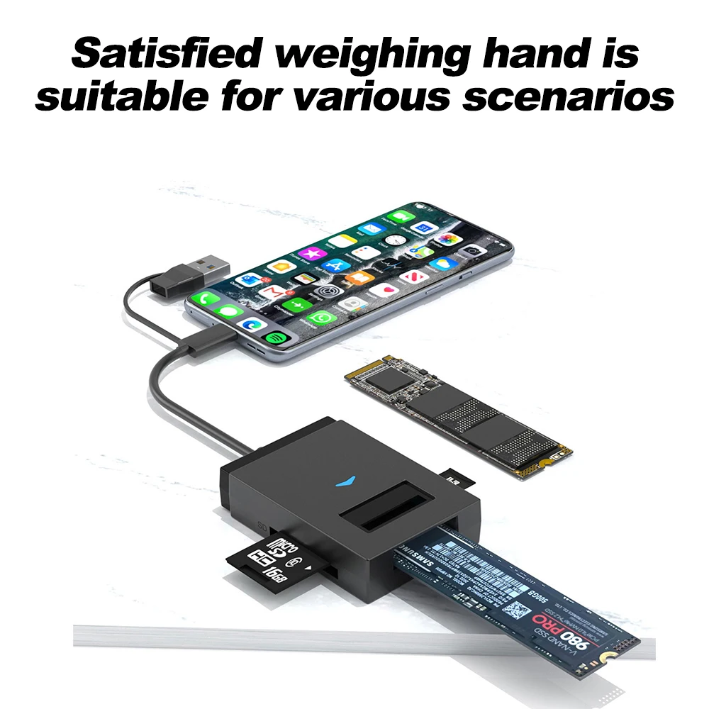 Корпус M.2 NVMe NGFF SSD 10 Гбит/с Тип C USB 3.1 к SSD Внешний контейнер для хранения Адаптер Поддержка устройства чтения карт SD TF Прямая вставка