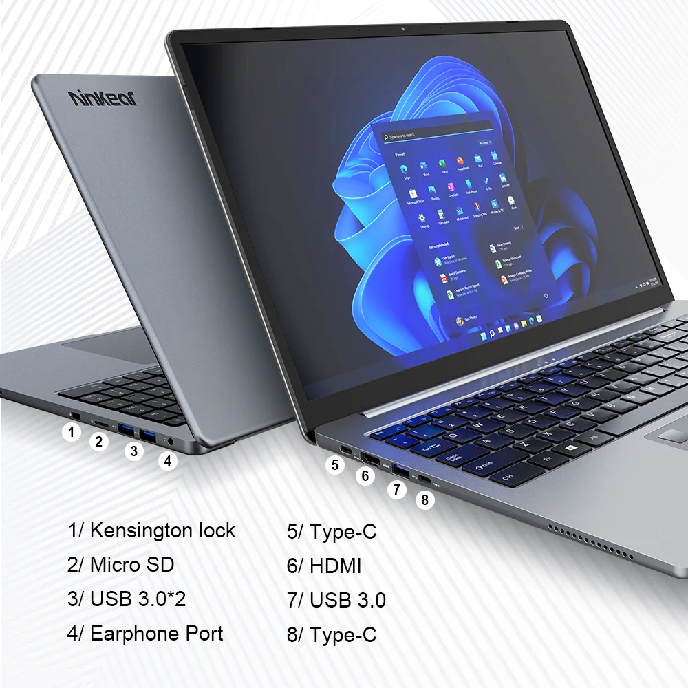 Ninkear A15 Pro Laptop AMD Ryzen 5 5500U 16 pollici 120Hz 2560*1600 Display 16GB 512GB Impronte digitali Sblocco Notebook Computer