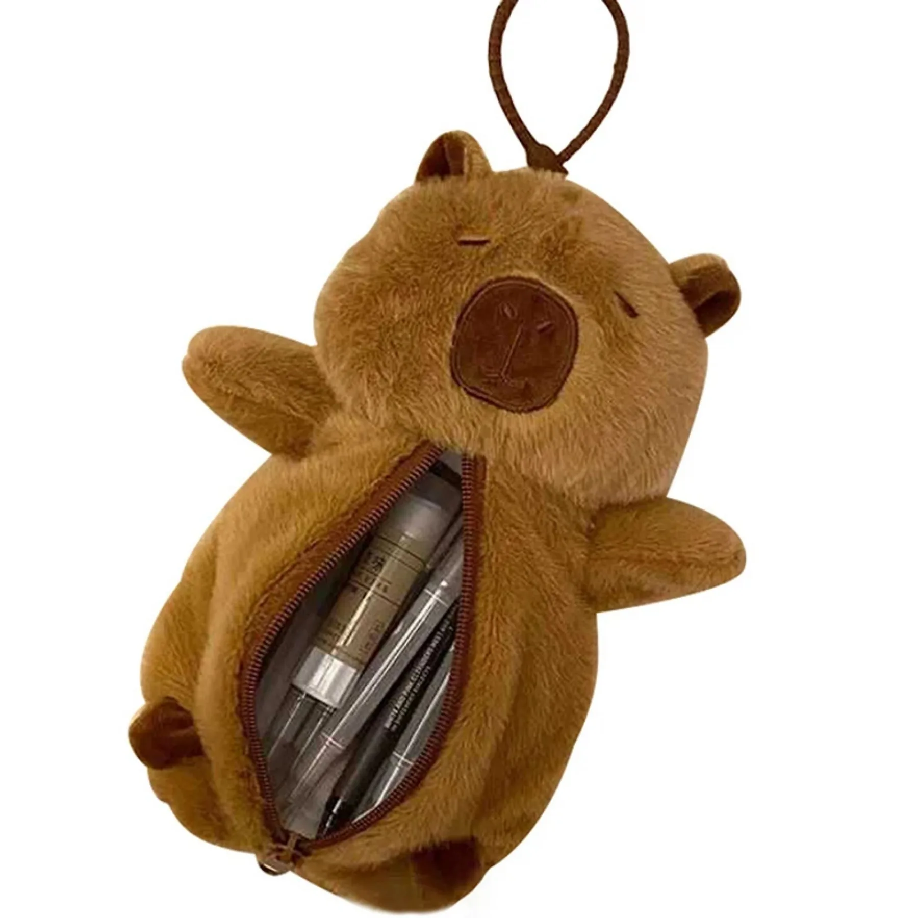Creative Plush Capybara ปากกากระเป๋าขนาดใหญ่ความจุดินสอมัลติฟังก์ชั่เครื่องเขียนกระเป๋าปากกากระเป๋าของขวัญ