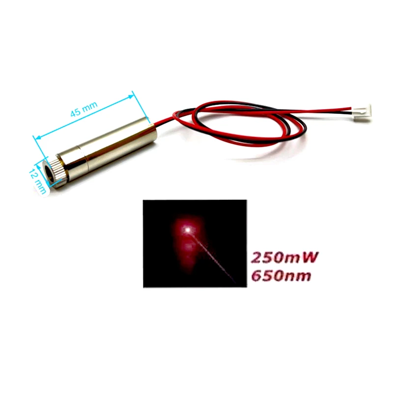 Red Laser Module 250mw 650nm High Power Laser With Focusing Diy Engraving Machine Dc 3-4.5V Laser Head Diy Crafting XH2.54
