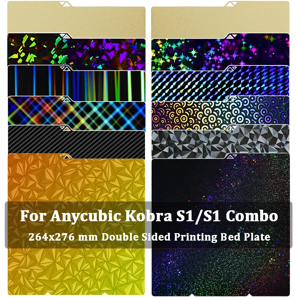 Для Anycubic Kobra S1 Пластина Pei Лист 264x276 мм Текстурированная Комбинированная сборная пластина Kobra S1 Двусторонняя кровать Peo Pet Pey Kobra S1C
