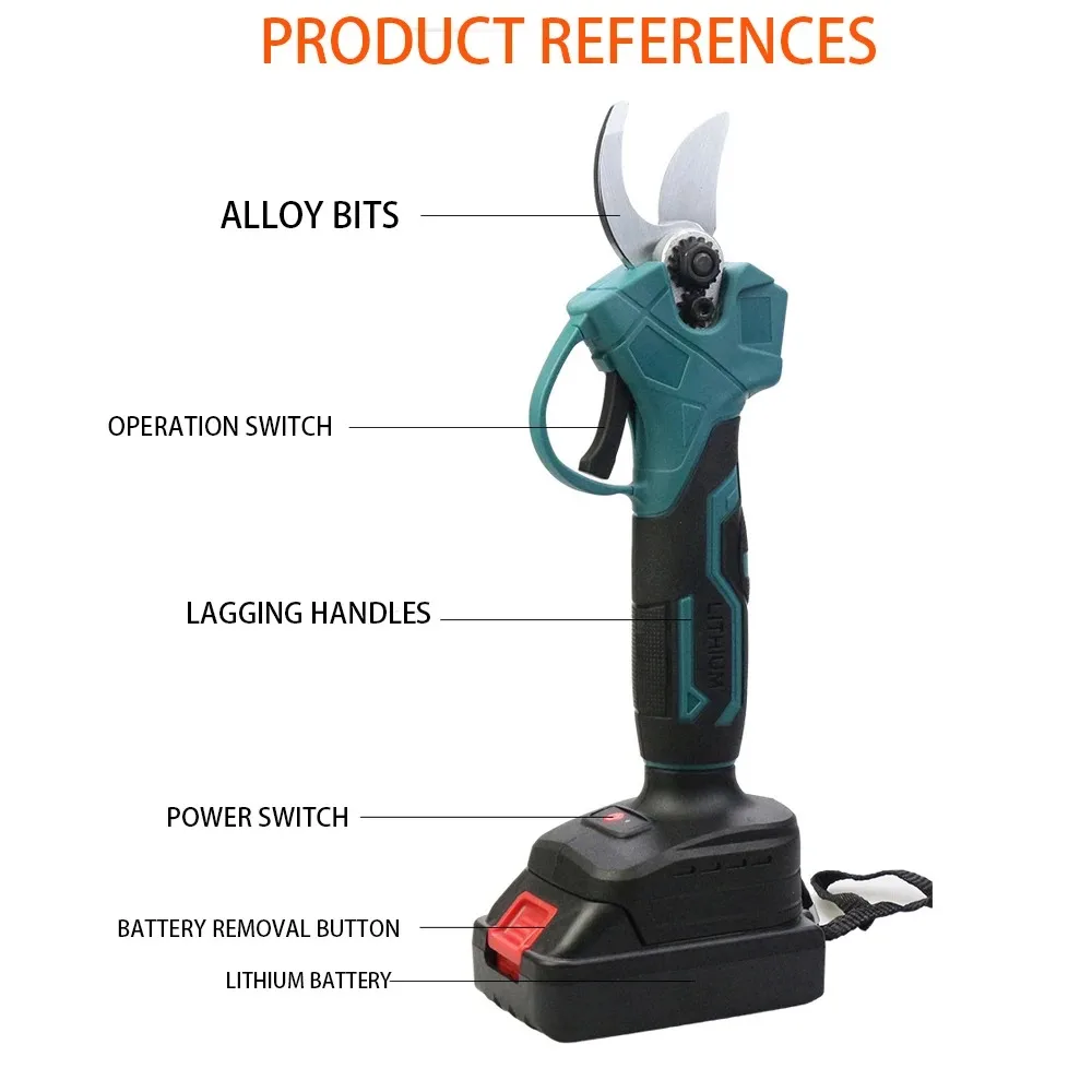 30MM Electric Pruning Shears Professional Cordless Electric Pruning Battery Powered Tree Branch Pruner Electric Garden Scissors