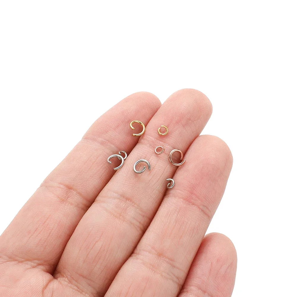 100 Uds. Anillos de salto abiertos de acero inoxidable, conectores de anillos de salto de bucle único para pulsera DIY, suministros para collares, fabricación de joyas a granel