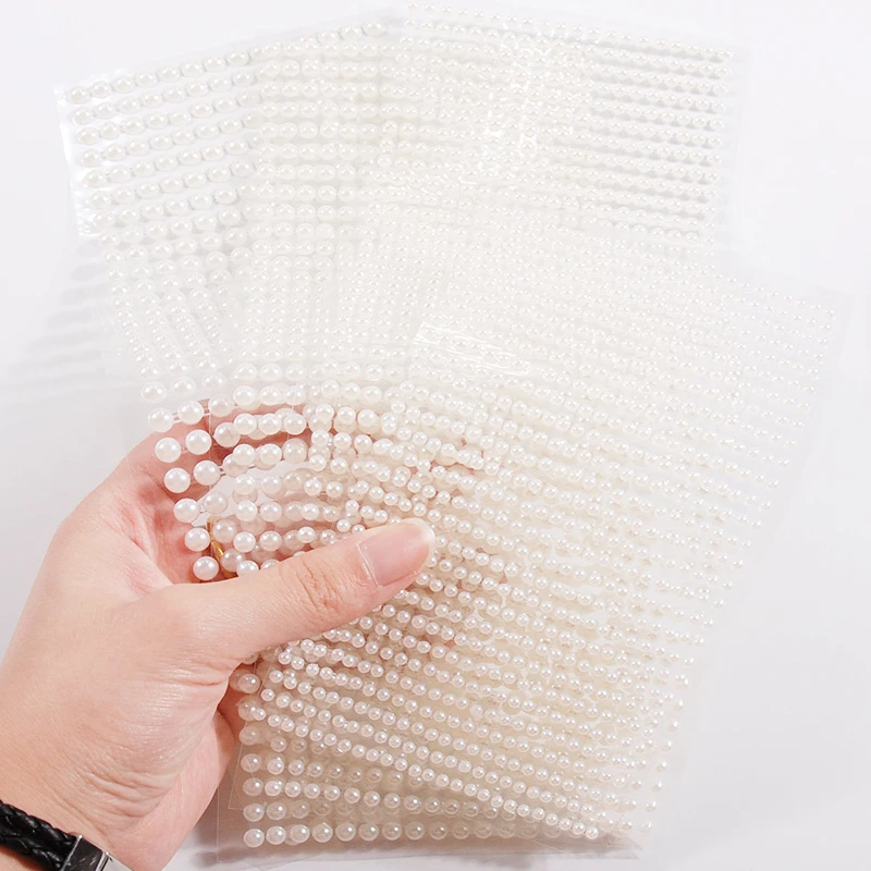 3Mm/4Mm/5Mm/6Mm 3D Mặt Ngọc Trai Ngọc Phấn Mắt Dán Tự Dính Mặt cơ Thể Lông Mày Kim Cương Dán Móng Tay Kim Cương Trang Trí