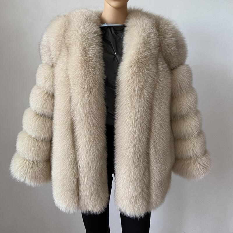 BEIZIRU Winter Vrouw Echte Vos Bontjas Warme Mode Natuurlijke Nieuwe Luxe Stylelange mouw mode meisjes jas