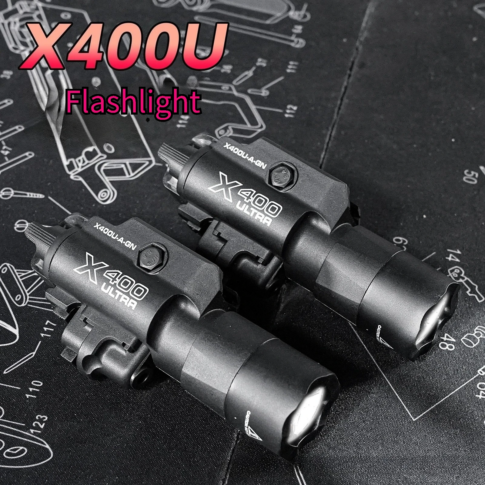 Linterna de alta intensidad dos en uno X400U X300U que se adapta a riel de 20 mm, para juguetes, actividades al aire libre, combinaciones y juegos de guerra CS, DZB Cos