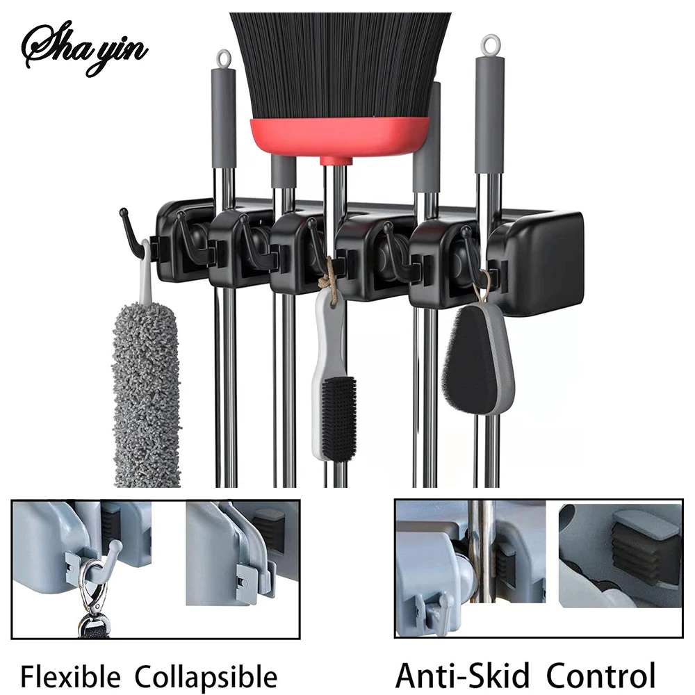 1PC Toilet Mop Holder For Storing Mops, Scrub Brushes And Brooms. Made Of Plastic. Suitable For Hanging Mop Racks.