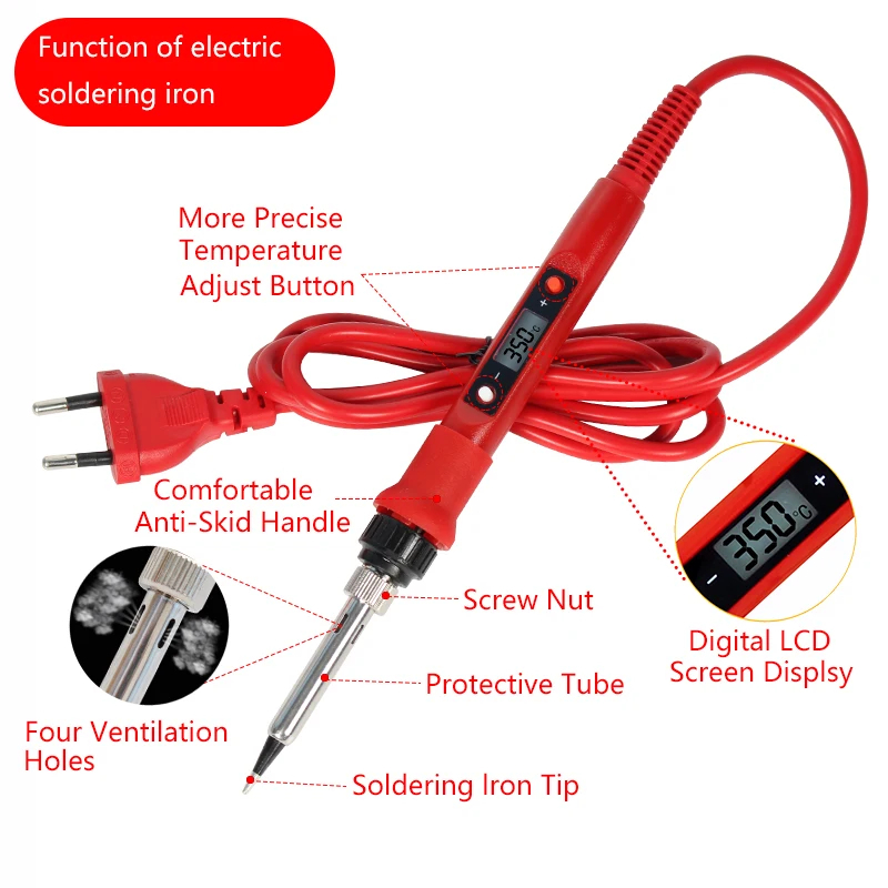 Temperature Electric Soldering Iron Kit 110V 220V 80W LCD Solder Welding Tools With XL830L Multimeter Welding Tool Kit