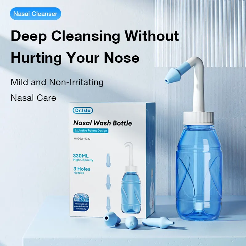 Limpiador de nariz para Sinusitis, lavado Nasal de 330ML para adultos y niños, tratamiento de rinitis alérgica, irrigador Nasal, herramienta de limpieza de nariz Neti Pot