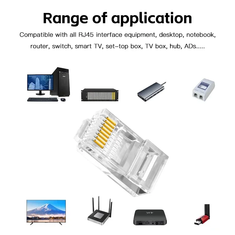 50 szt. 100 szt. Złącze Cat6 RJ45 Złącze Sieciowe Nieekranowane RJ45 Perforowana Gniazdo Kryształowe Kabel Sieciowy