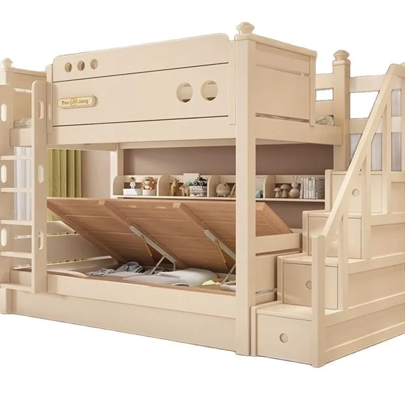 Solid wood children's bunk bed, upper and lower beds, mother and child, cherry wood children's bed,