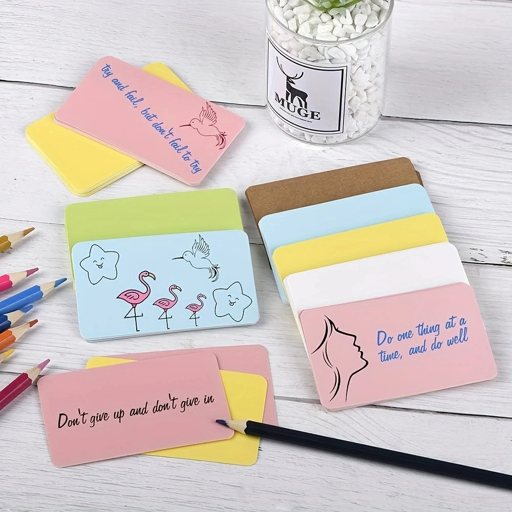 100Pcs/box Kraft Paper Card Color Blank Business Card Message Thank You Card Writing Card Label Bookmark Learning Card Supplies