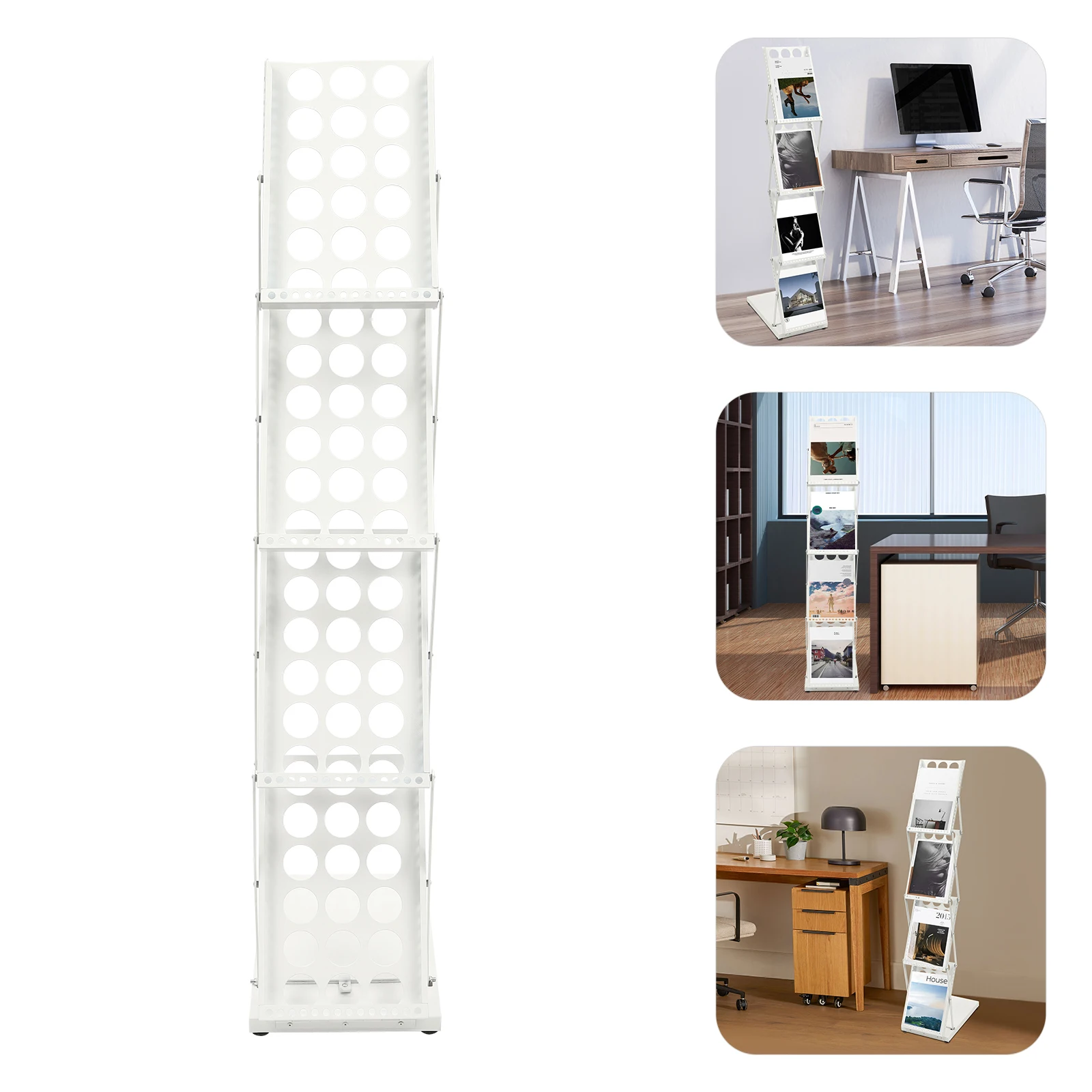 Présentoir pliable à 4 niveaux, porte-revues, exposition de fées, présentoir de littérature Portable, support de catalogue, support de brochures