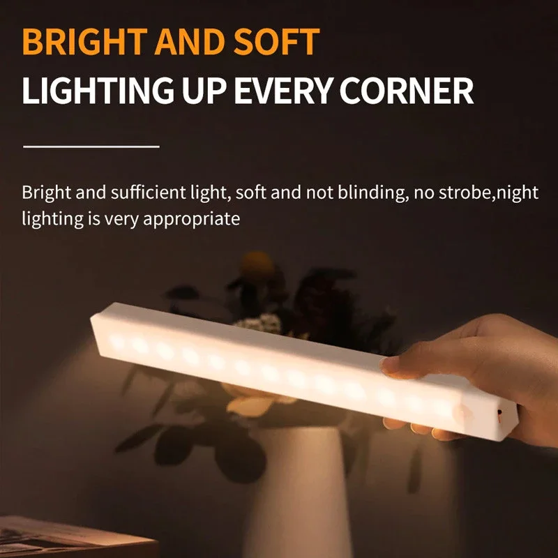 4-teilige kabellose wiederaufladbare LED-Schrankleuchte mit Bewegungsmelder – ideal für Schrank, Küche, Kleiderschrank, Treppen – batteriebetriebene Nacht