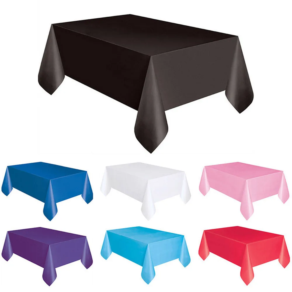 Cubierta rectangular de plástico grande para mesa, paño de limpieza para fiesta, rojo, blanco, negro, mantel, cumpleaños, boda, navidad